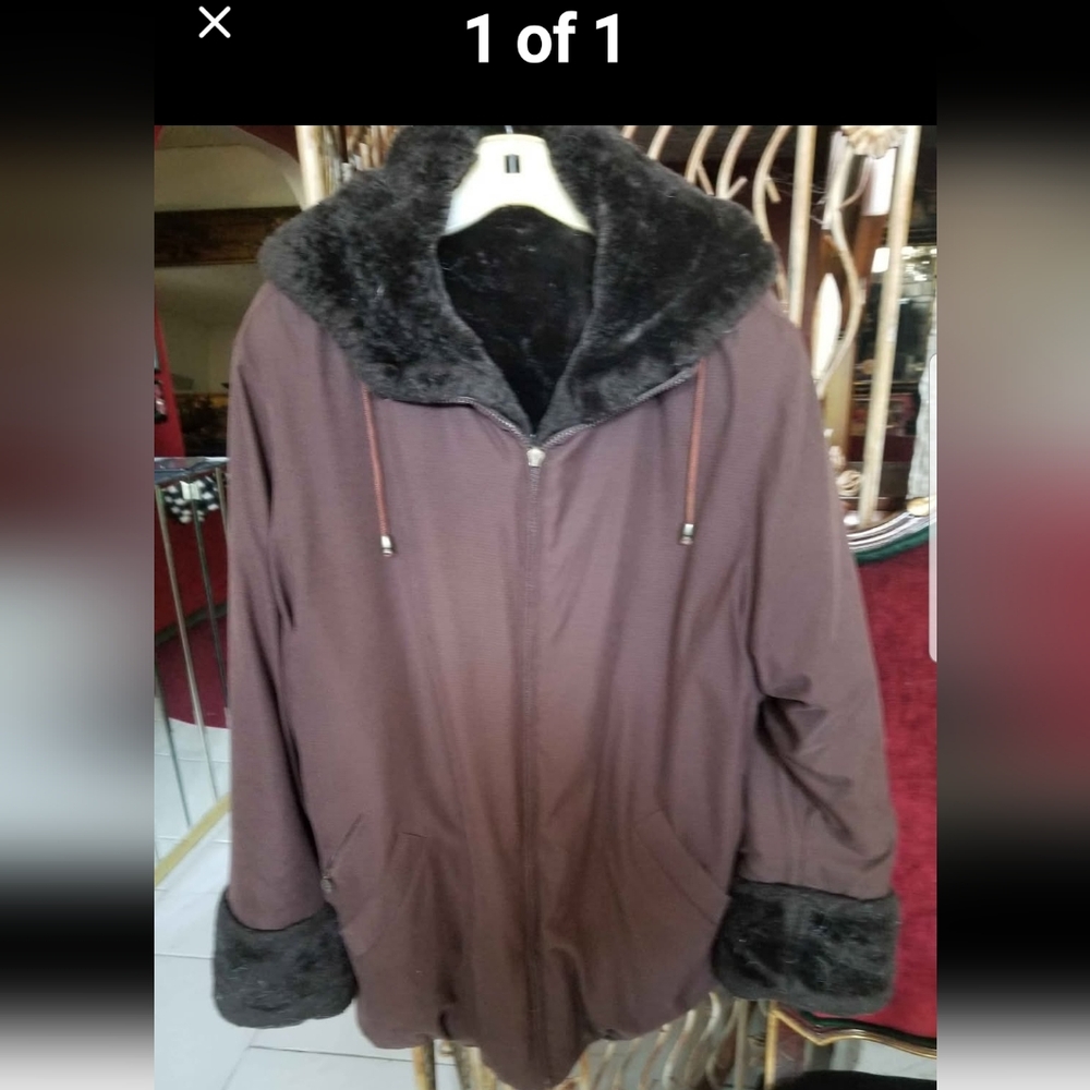 Plus size reversible jacket with hood